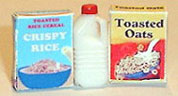 Dollhouse Miniature Cereal Set -1/2Gal Milk, 2 Cereal Boxes